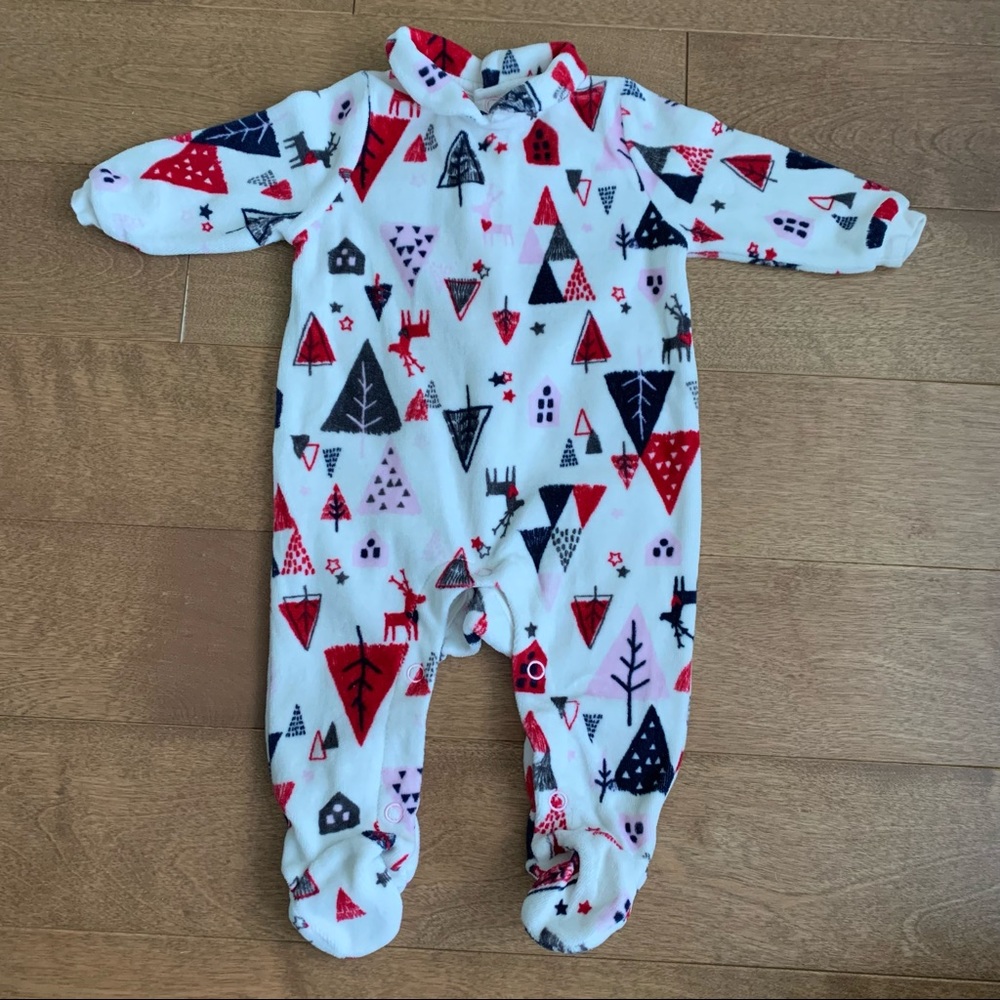 SOURIS MINI Baby girl fleece footie pyjamas winter Christmas 3-6m